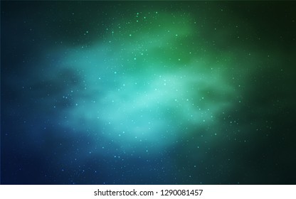 Light Blue, Green vector template with space stars. Glitter abstract illustration with colorful cosmic stars. Pattern for astrology websites.