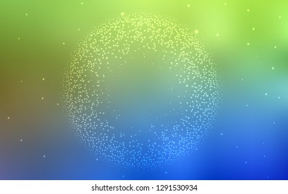 Light Blue, Green vector template with space stars. Shining colored illustration with bright astronomical stars. Smart design for your business advert.