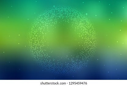 Light Blue, Green vector template with space stars. Glitter abstract illustration with colorful cosmic stars. Smart design for your business advert.