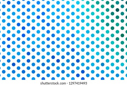 Light Blue, Green vector template with circles. Glitter abstract illustration with blurred drops of rain. Pattern of water, rain drops.