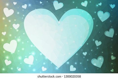 Light Blue, Green vector  template with doodle hearts. Illustration with hearts in love concept for valentine's day. Pattern for valentine's ad, booklets.