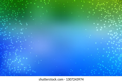 Light Blue, Green vector template with space stars. Shining illustration with sky stars on abstract template. Smart design for your business advert.