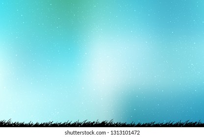 Light Blue, Green vector template with space stars. Shining illustration with sky stars on abstract template. Template for cosmic backgrounds.