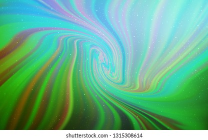 Light Blue, Green vector template with space stars. Glitter abstract illustration with colorful cosmic stars. Pattern for astronomy websites.