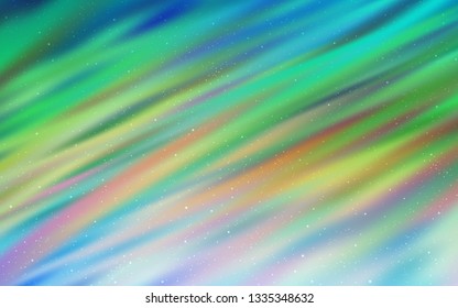 Light Blue, Green vector template with space stars. Shining colored illustration with bright astronomical stars. Pattern for futuristic ad, booklets.