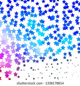 Light Blue, Green vector template with neon stars. Decorative illustration with stars on abstract template. Theme for cell phones.