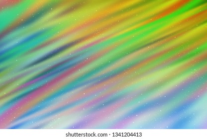 Light Blue, Green vector template with space stars. Blurred decorative design in simple style with galaxy stars. Best design for your ad, poster, banner.