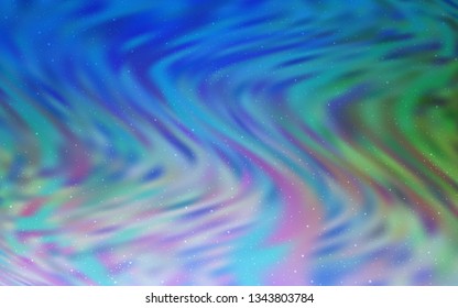 Light Blue, Green vector template with space stars. Blurred decorative design in simple style with galaxy stars. Pattern for futuristic ad, booklets.
