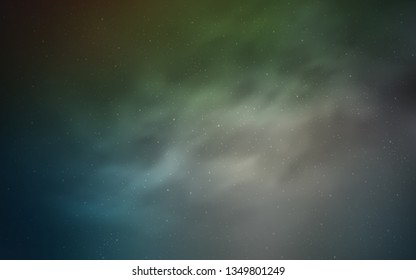 Light Blue, Green vector template with space stars. Space stars on blurred abstract background with gradient. Best design for your ad, poster, banner.