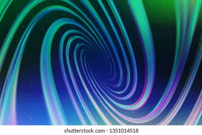 Light Blue, Green vector template with space stars. Glitter abstract illustration with colorful cosmic stars. Pattern for futuristic ad, booklets.