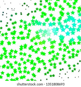 Light Blue, Green vector template with neon stars. Colorful illustration with abstract gradient stars. Best design for your ad, poster, banner.