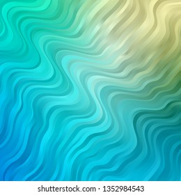 Light Blue, Green vector template with curved lines. Colorful illustration in abstract style with bent lines. Best design for your posters, banners.