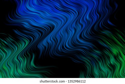 Light Blue, Green vector template with abstract lines. Modern gradient abstract illustration with bandy lines. Textured wave pattern for backgrounds.