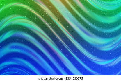 Light Blue, Green vector template with space stars. Space stars on blurred abstract background with gradient. Pattern for astrology websites.