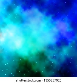 Light Blue, Green vector template with neon stars. Decorative illustration with stars on abstract template. Pattern for wrapping gifts.