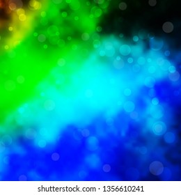 Light Blue, Green vector template with circles. Illustration with set of shining colorful abstract spheres. Pattern for wallpapers, curtains.