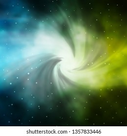 Light Blue, Green vector template with neon stars. Shining colorful illustration with small and big stars. Best design for your ad, poster, banner.