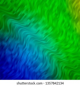 Light Blue, Green vector template with wry lines. Bright sample with colorful bent lines, shapes. Best design for your ad, poster, banner.