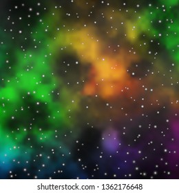 Light Blue, Green vector template with neon stars. Shining colorful illustration with small and big stars. Pattern for websites, landing pages.