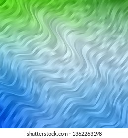 Light Blue, Green vector template with wry lines. Bright illustration with gradient circular arcs. Template for your UI design.