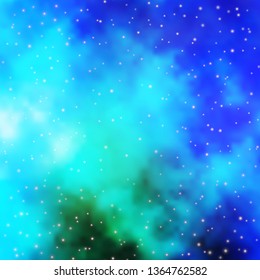 Light Blue, Green vector template with neon stars. Modern geometric abstract illustration with stars. Pattern for new year ad, booklets.