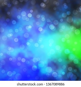 Light Blue, Green vector template with circles. Abstract decorative design in gradient style with bubbles. Pattern for websites, landing pages.