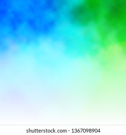 Light Blue, Green vector template with sky, clouds. Colorful illustration with abstract gradient clouds. Pattern for your booklets, leaflets.