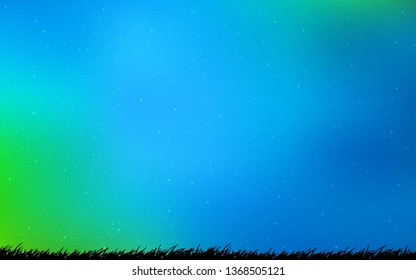 Light Blue, Green vector template with space stars. Shining illustration with sky stars on abstract template. Smart design for your business advert.
