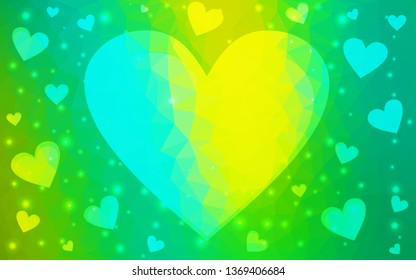 Light Blue, Green vector  template with doodle hearts. Beautiful colored illustration with hearts in celebration style. Pattern for marriage gifts, congratulations.