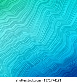 Light Blue, Green vector template with curved lines. Colorful illustration with curved lines. Pattern for ads, commercials.