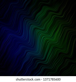 Light Blue, Green vector template with lines. Bright illustration with gradient circular arcs. Pattern for commercials, ads.