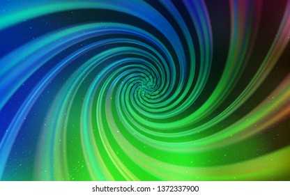 Light Blue, Green vector template with space stars. Space stars on blurred abstract background with gradient. Pattern for futuristic ad, booklets.