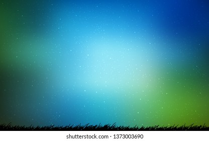 Light Blue, Green vector template with space stars. Space stars on blurred abstract background with gradient. Smart design for your business advert.