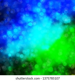 Light Blue, Green vector template with circles. Colorful illustration with gradient dots in nature style. Pattern for booklets, leaflets.