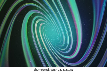 Light Blue, Green vector template with space stars. Glitter abstract illustration with colorful cosmic stars. Pattern for futuristic ad, booklets.