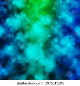 Light Blue, Green vector template with circles. Abstract decorative design in gradient style with bubbles. New template for your brand book.