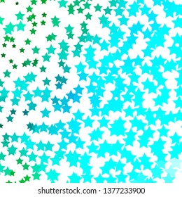 Light Blue, Green vector template with neon stars. Colorful illustration in abstract style with gradient stars. Pattern for new year ad, booklets.