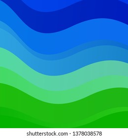 Light Blue, Green vector template with curved lines. Colorful abstract illustration with gradient curves. Pattern for busines booklets, leaflets