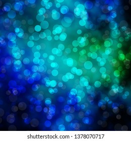 Light Blue, Green vector template with circles. Colorful illustration with gradient dots in nature style. Pattern for websites, landing pages.