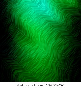 Light Blue, Green vector template with curves. Colorful geometric sample with gradient curves.  Best design for your posters, banners.