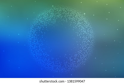 Light Blue, Green vector template with space stars. Space stars on blurred abstract background with gradient. Smart design for your business advert.