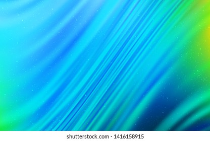 Light Blue, Green vector template with space stars. Glitter abstract illustration with colorful cosmic stars. Template for cosmic backgrounds.