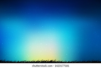 Light Blue, Green vector template with space stars. Blurred decorative design in simple style with galaxy stars. Pattern for futuristic ad, booklets.
