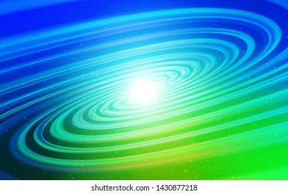 Light Blue, Green vector template with space stars. Glitter abstract illustration with colorful cosmic stars. Template for cosmic backgrounds.