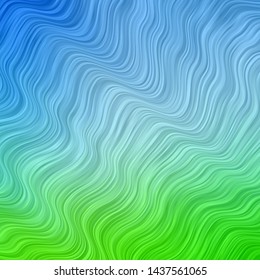 Light Blue, Green vector template with wry lines. Colorful abstract illustration with gradient curves. Pattern for websites, landing pages.