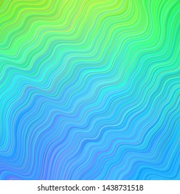 Light Blue, Green vector template with curved lines. A shining illustration, which consists of curved lines. A completely new template for your design.