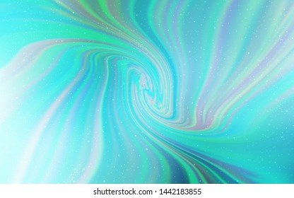 Light Blue, Green vector template with space stars. Shining colored illustration with bright astronomical stars. Pattern for futuristic ad, booklets.