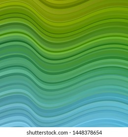 Light Blue, Green vector template with curved lines. Abstract illustration with gradient bows. Pattern for busines booklets, leaflets