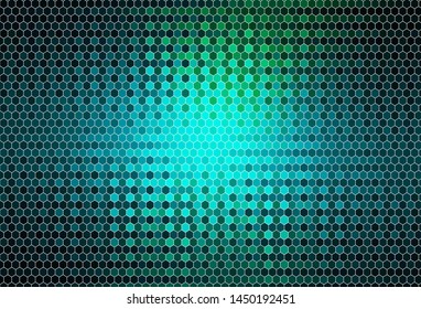 Light Blue, Green vector template in hexagonal style. Illustration of colored hexagons on blur surface. Pattern for texture of wallpapers.