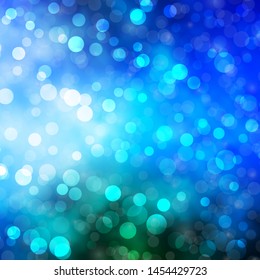 Light Blue, Green vector template with circles. Glitter abstract illustration with colorful drops. Pattern for wallpapers, curtains.